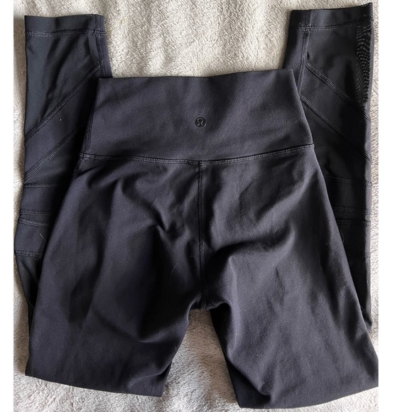 Lululemon Athletica Black HR Full Length leggings Mesh Tech size 4 - Picture 2 of 6